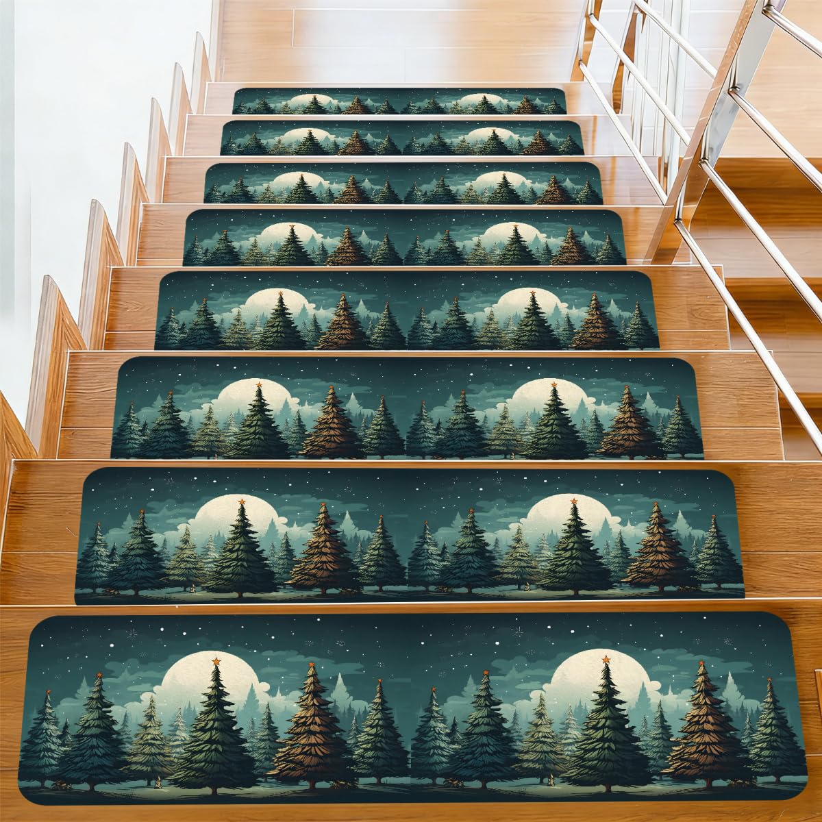 Evita resbalones con peldaños antideslizantes verde abeto protectores de escalones de 76x20 cm