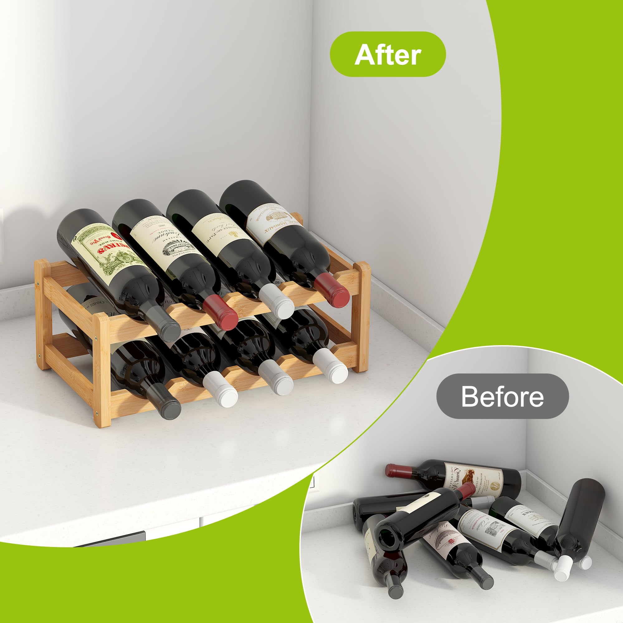 Snapklik.com : BMOSU Bamboo Wine Rack Wine Storage Cabinet Shelf 8 ...