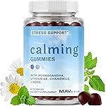 Calming Ashwagandha Gummies for Teens | Stress Relief Supplement with Theanine, GABA, Chamomile & Lemon Balm Calm Sleep Gummies | Natural Raspberry Flavor, Non-GMO, Third-Party Tested | 60 Ct