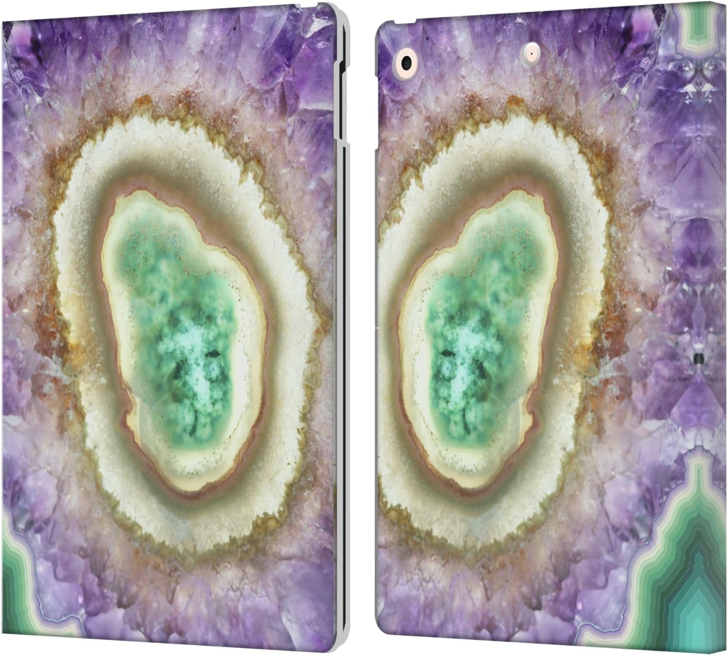 Head Case Designs Officially Licensed Monika Strigel Crystal Amethyst Leather Wallet Case Compatible with Apple iPad 9.7 2017 / iPad 9.7 2018