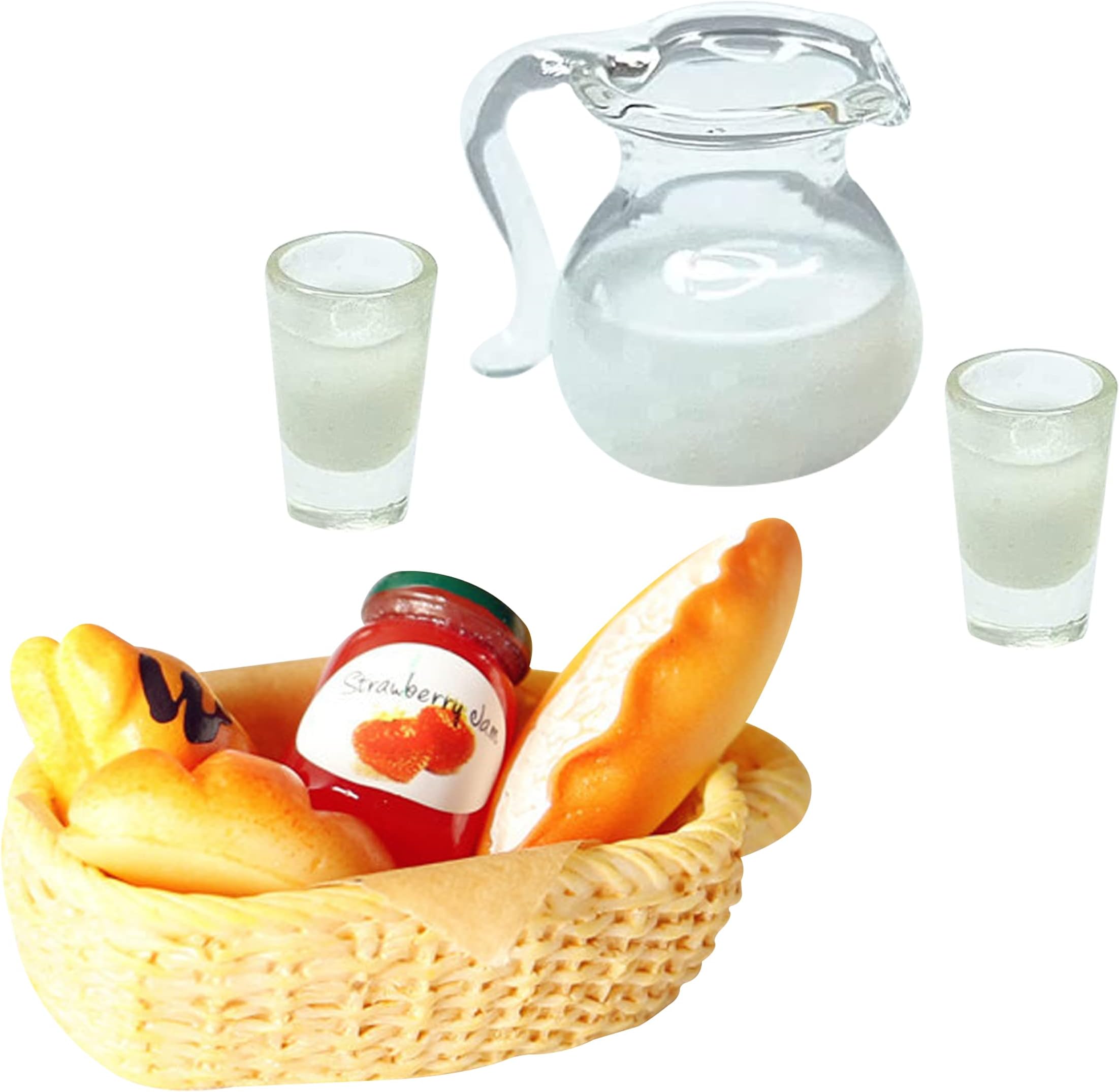 16Pcs Dolls House Accessories Food & Drink Set Mini Brands Food Utensil Bread Doll House Kitchen Food Accessories Mini Food DIY Dollhouse Decoration Cooking Game Party Accessories