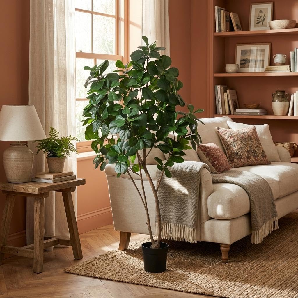 Ficus Lyrata Tree Kunstpflanze 180cm  Groe Geigenfeige Deko Baum   Pflegefreie Zimmerpflanze fr Wohnzimmer Bro & Empfangsbereich :  Amazon.de: Garten