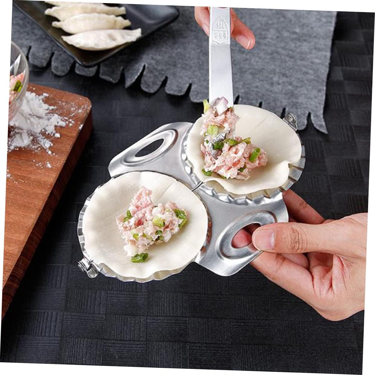 Ciieeo Stainless Steel Dumpling Mold Tool Stainless Steel Dumpling Maker for Home Restaurant Design Easy to Use Silver