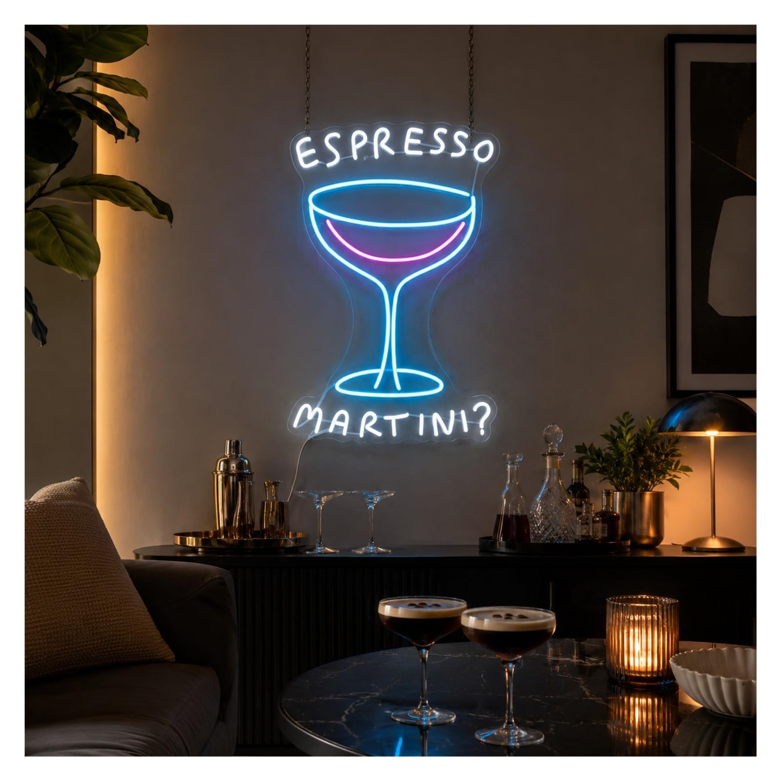 Insegna al Neon Insegna Al Neon In Vetro Espresso Martini | Decorazione Da Parete Per Cucina Da Cocktail Bar Club 53cm