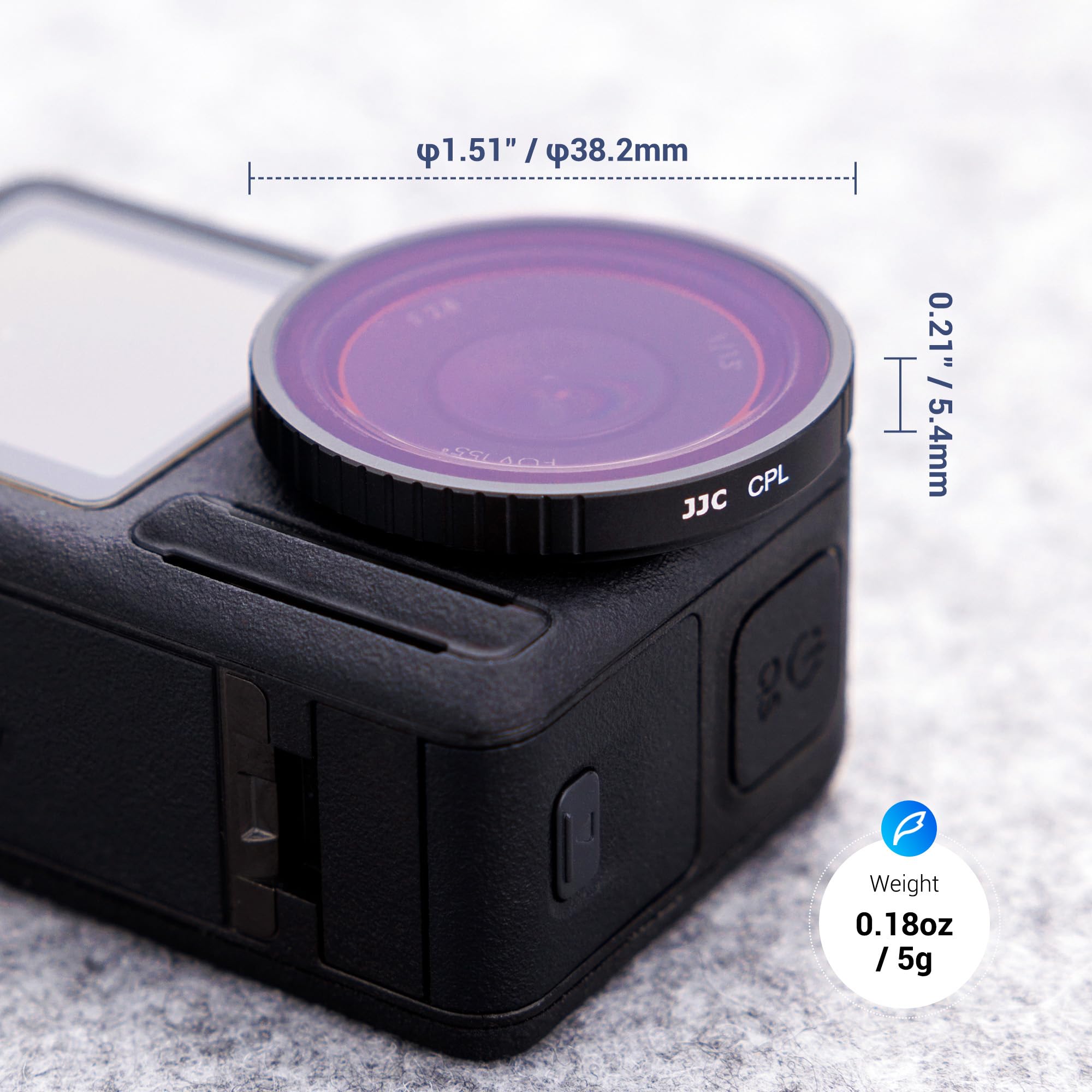 Filtr CPL Push In do DJI Osmo Action 5 Pro/4/3, okrągły filtr polaryzacyjny do DJI Action 5 Pro 4 3 z etui do przechowywania, wiele powłok HD szkło optyczne i aluminiowa rama, akcesoria do obiektywów