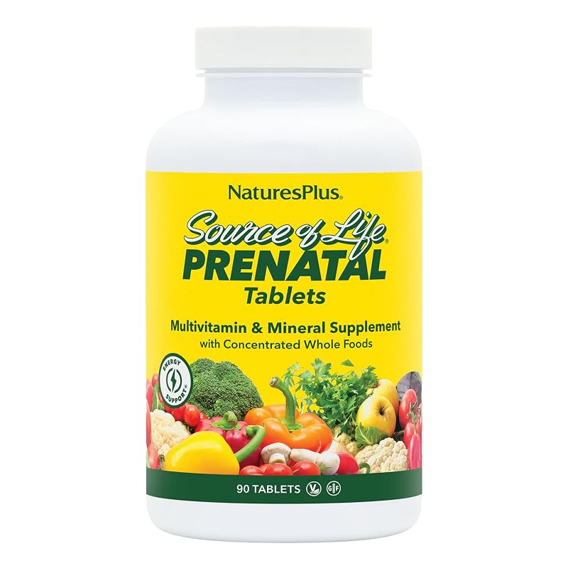 NaturesPlus Source of Life Prenatal multivitamínico e mineral com ferro, 90 comprimidos