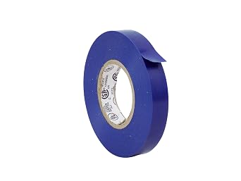 MAT Professional Grade Thin Electrical Tape Blue - 1/2 inch x 66 ft. UL/CSA listed core - Waterproof, Flame Retardant, Strong Rubber Based Adhesive for Use At No More Than 600V & 176F