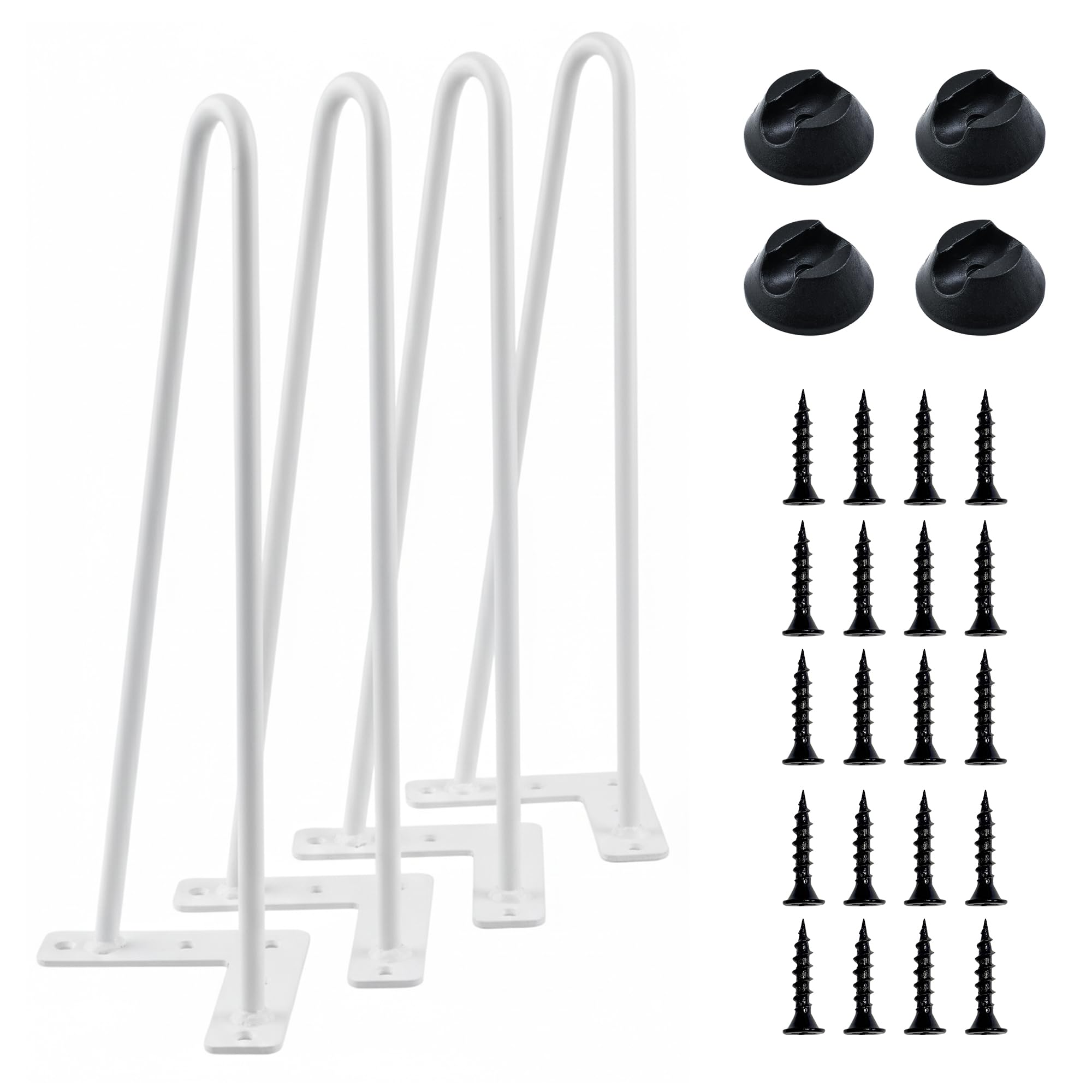 highdecora Hairpin Legs for DIY Furniture, Heavy Duty Metal Two-Rod Iron Wire Table Legs with Pre-Drilled Holes for Coffee Table, Dining Table, Office Desk, Chair, Bench & Side Table (White, 61cm)