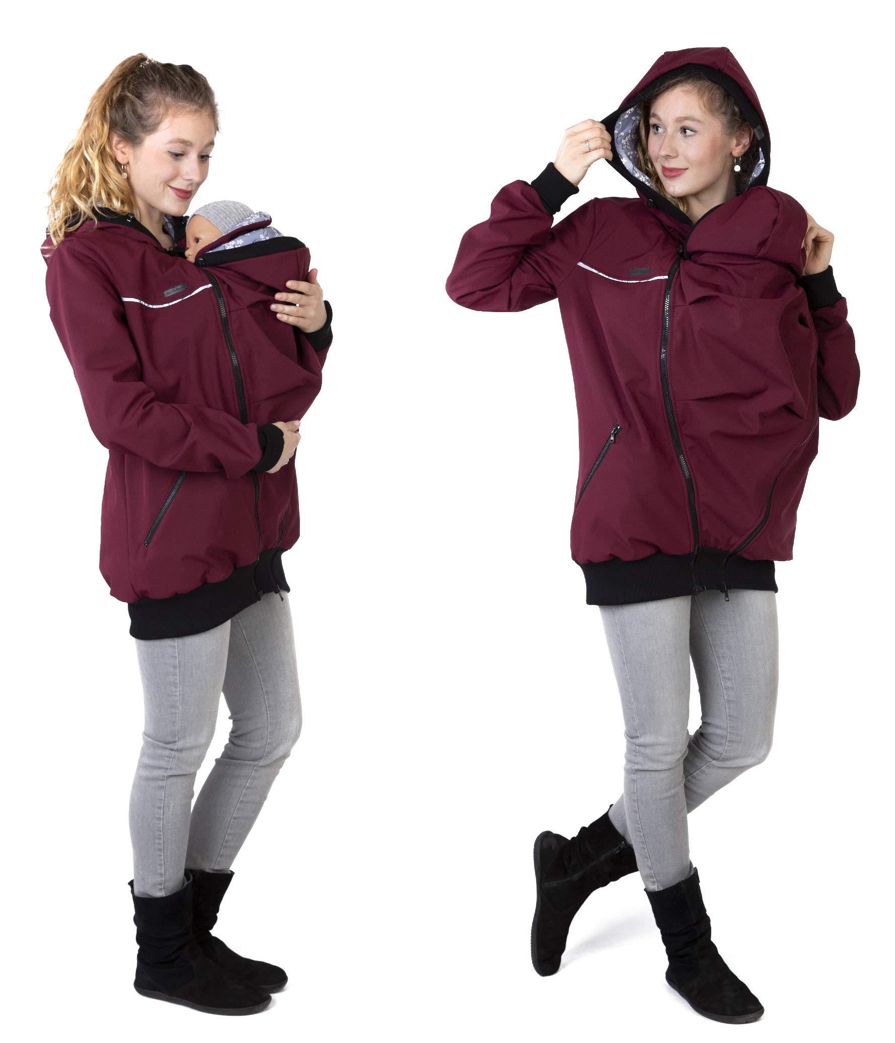 Viva la Mama Veste de portage 4 en 1 pour porter sur le dos ou la poitrine, softshell, veste de grossesse + veste kangourou – Aventuris