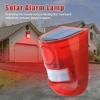 Vista 5 de Alarma solar de sonido y luz, sensor de movimiento, 110 decibeles, alarma de sonido de sirena y 6 LEDs de advertencia de flash, sistema de alarma