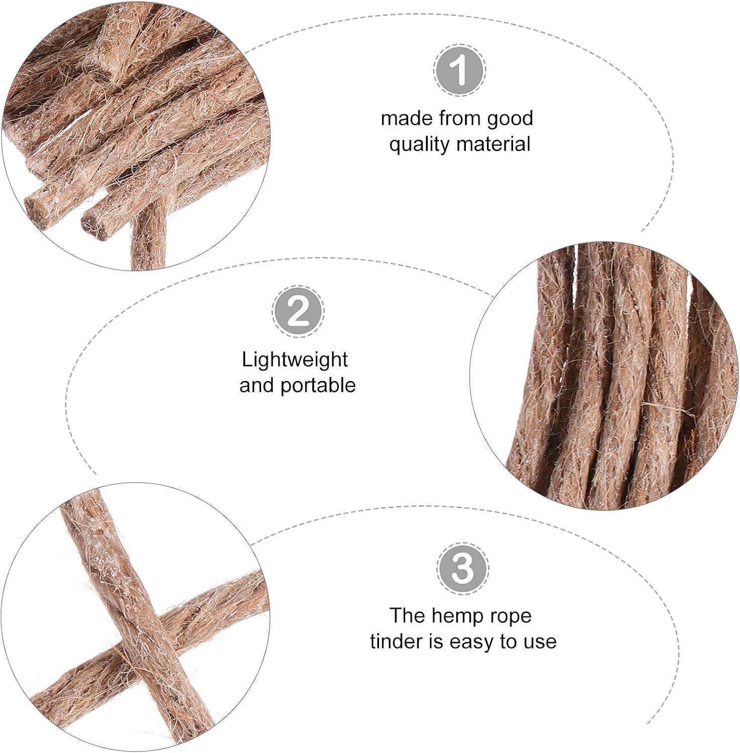 20pcs Waxed Fire Starter Rope Wick Cord for Camping and Hiking, Lightweight Survival Fire Starting Kit 10pcs Sets for Outdoor Cooking and Emergency Use