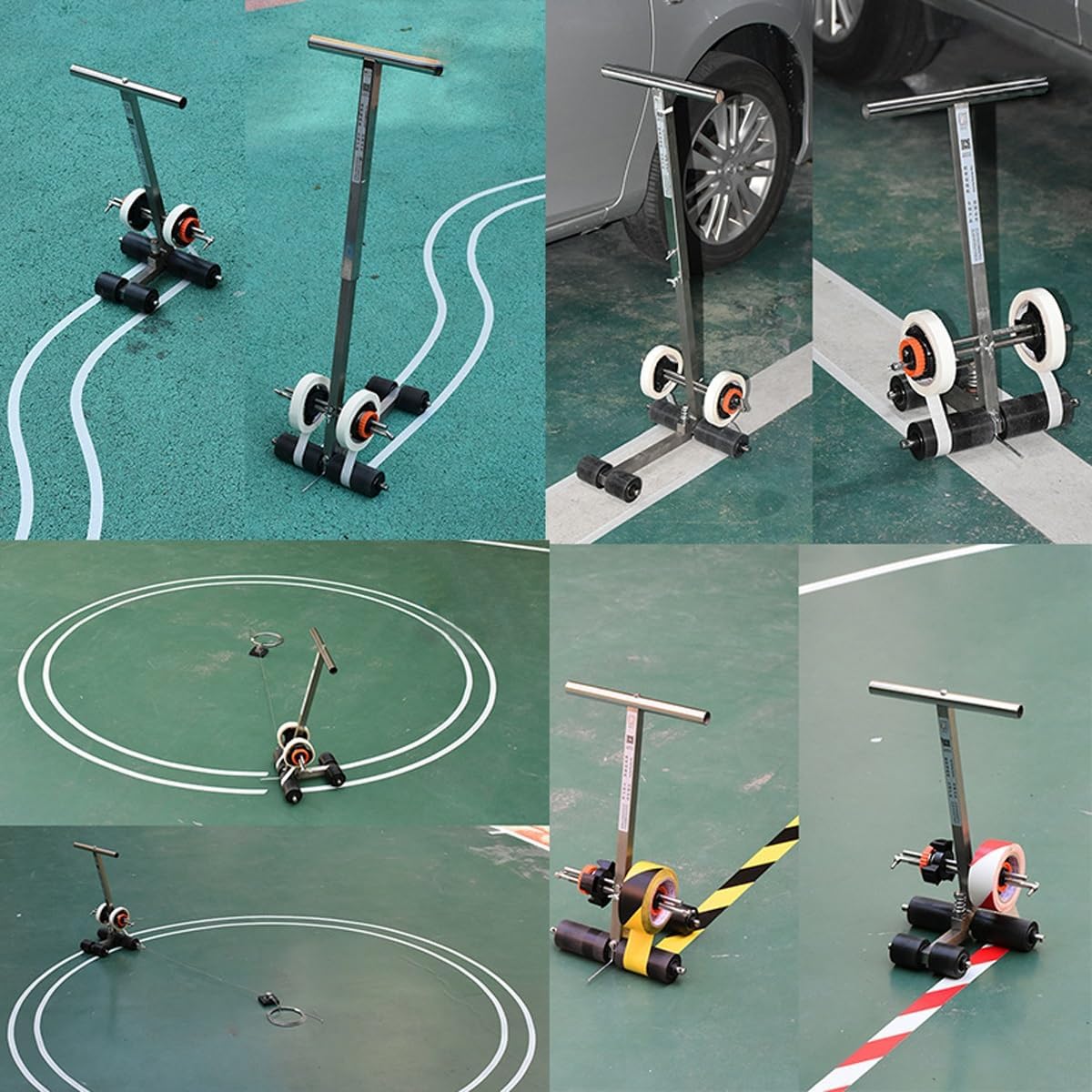 Court Line Tape Machine Court Marking Kit for Concrete Hand Push Floor Marking Tool Playing Field Line Striping Machines Basketball Court Marking Applicator Kit(