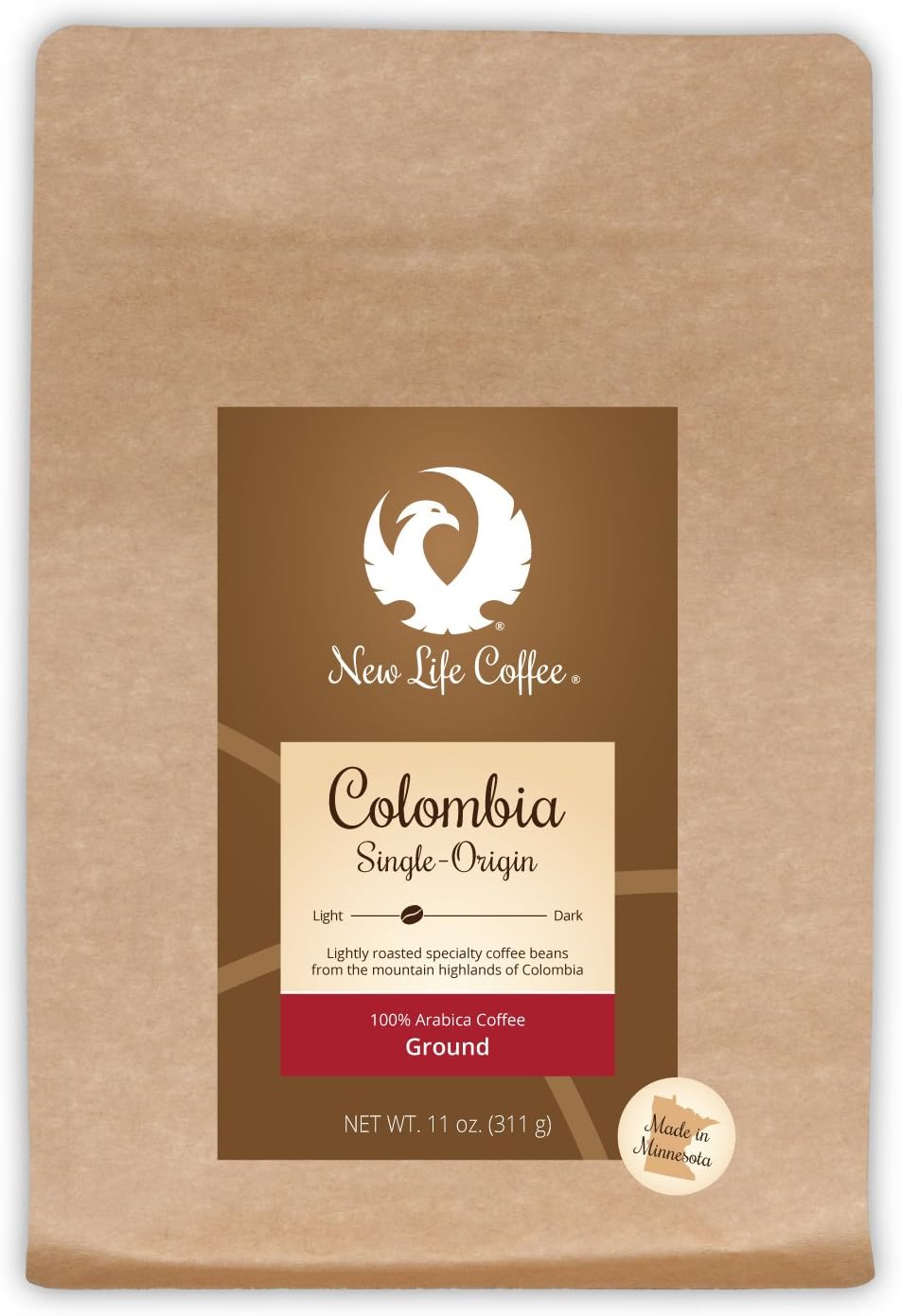 New Life Coffee Colombia Single-Origin Ground, Light-Medium Roast, 11 oz.