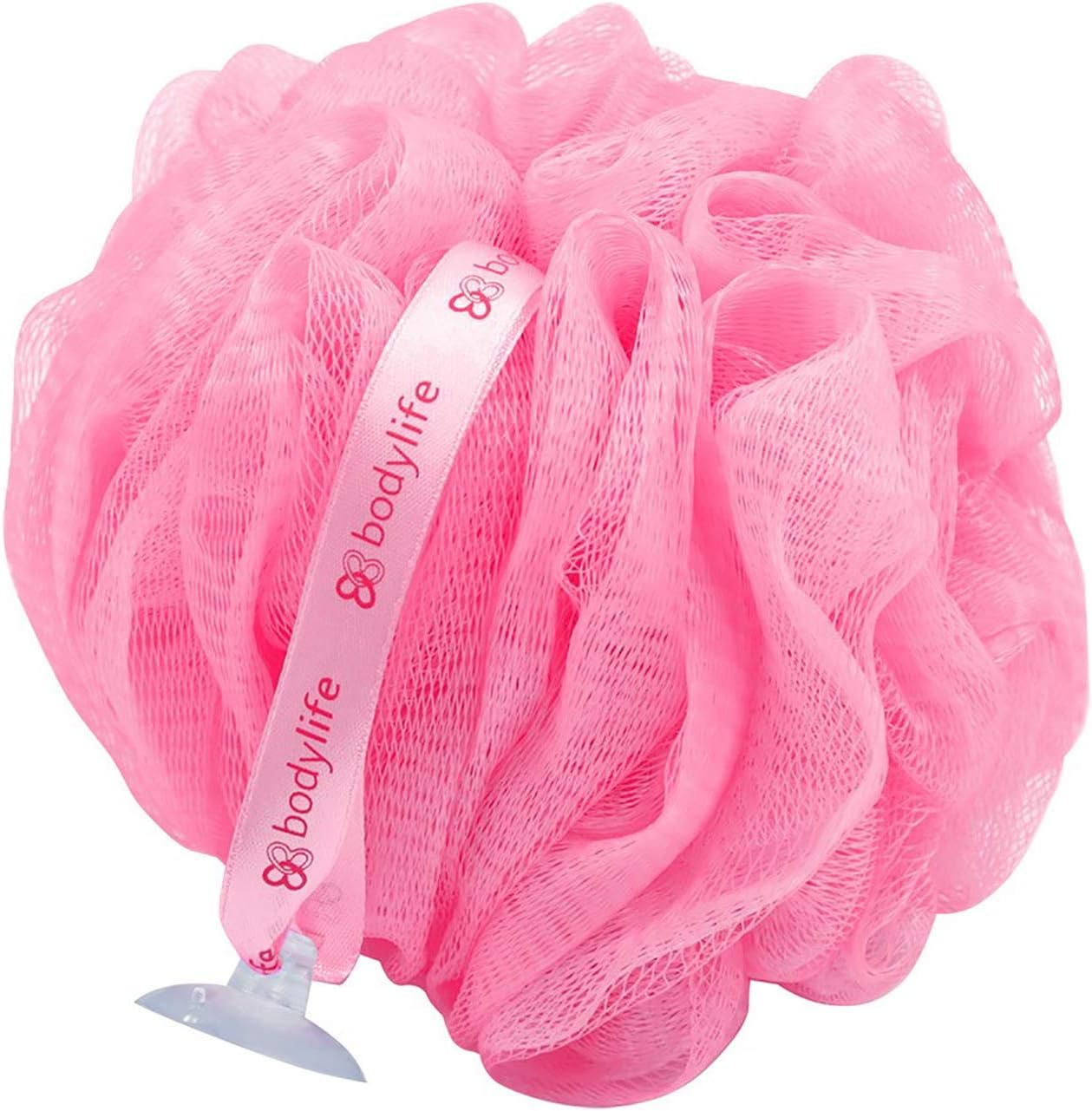 Body Buffer, Puff, Exfoliating Bath & Shower Body Pouf, Scrunchie, Body Scrubber Flamingo Pink 55g