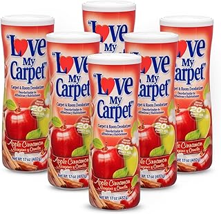 6 Love My Carpet | Carpet Deodorizer & Freshener Powder | 17 oz Pet Odor Eliminator for Strong Odor & Pet Urine | APPLE CINNAMON | Safe for Homes with Pets
