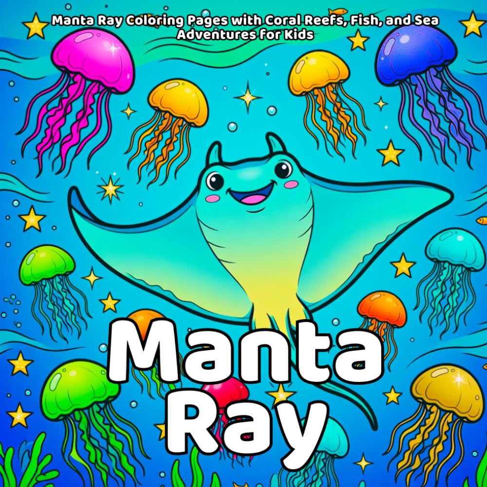 Manta Ray Coloring Book: Manta Ray Coloring Pages with Coral Reefs, Fish, and Sea Adventures for Kids