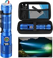 Vista 16 de Linterna recargable de alto lúmenes, luz magnética súper brillante con pantalla digital de potencia, largo alcance, regulable, impermeable, linterna