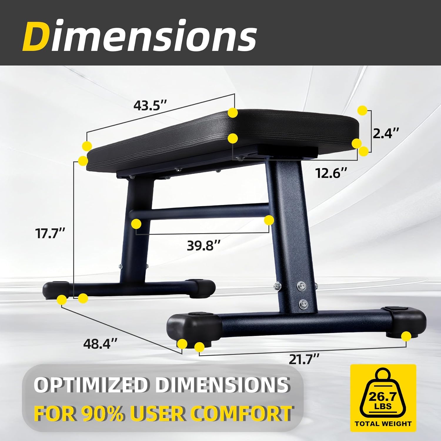 Flat Weight Bench, 2.4 Inch Thick Pad Workout Bench 660 LBS Bench Press Exercise Equipment for Home Gym Strength Weight Training
