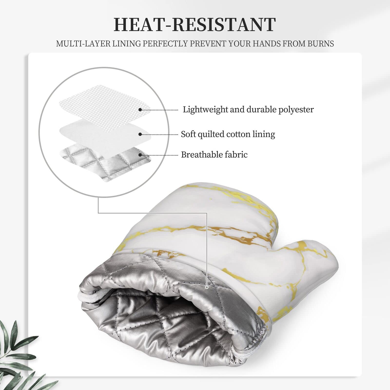 Ofenhandschuhe & Topflappen Set – Hellrosa Marmordesign, Hitzebeständig Bis 250°C, 4-teilig