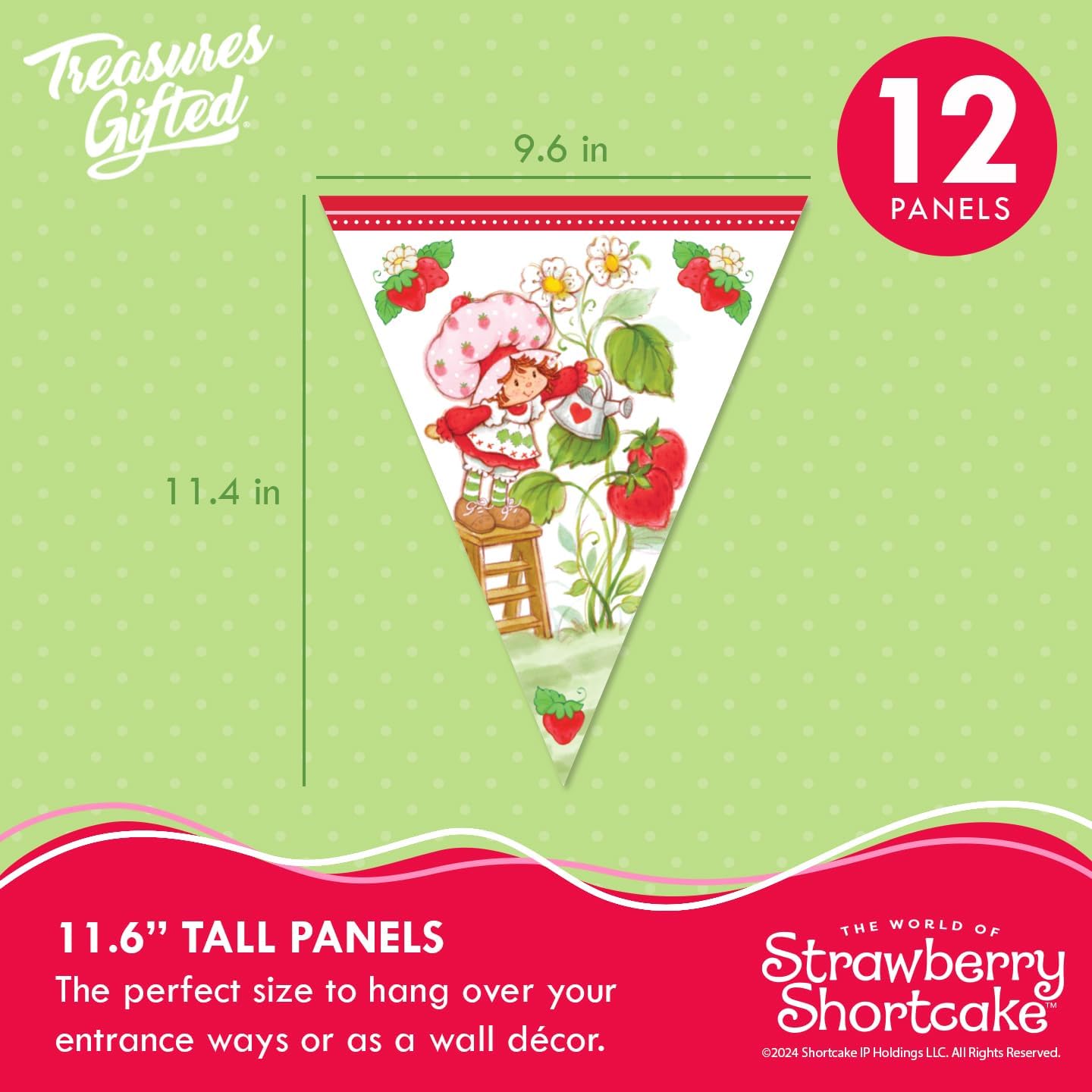 Treasures Gifted Officially Licensed Strawberry Shortcake Banner Set of 3 - (1) Birthday Banner & (2) Triangle Pennants - World of Strawberry Shortcake Party Decorations Supplies Accessories - Image 4