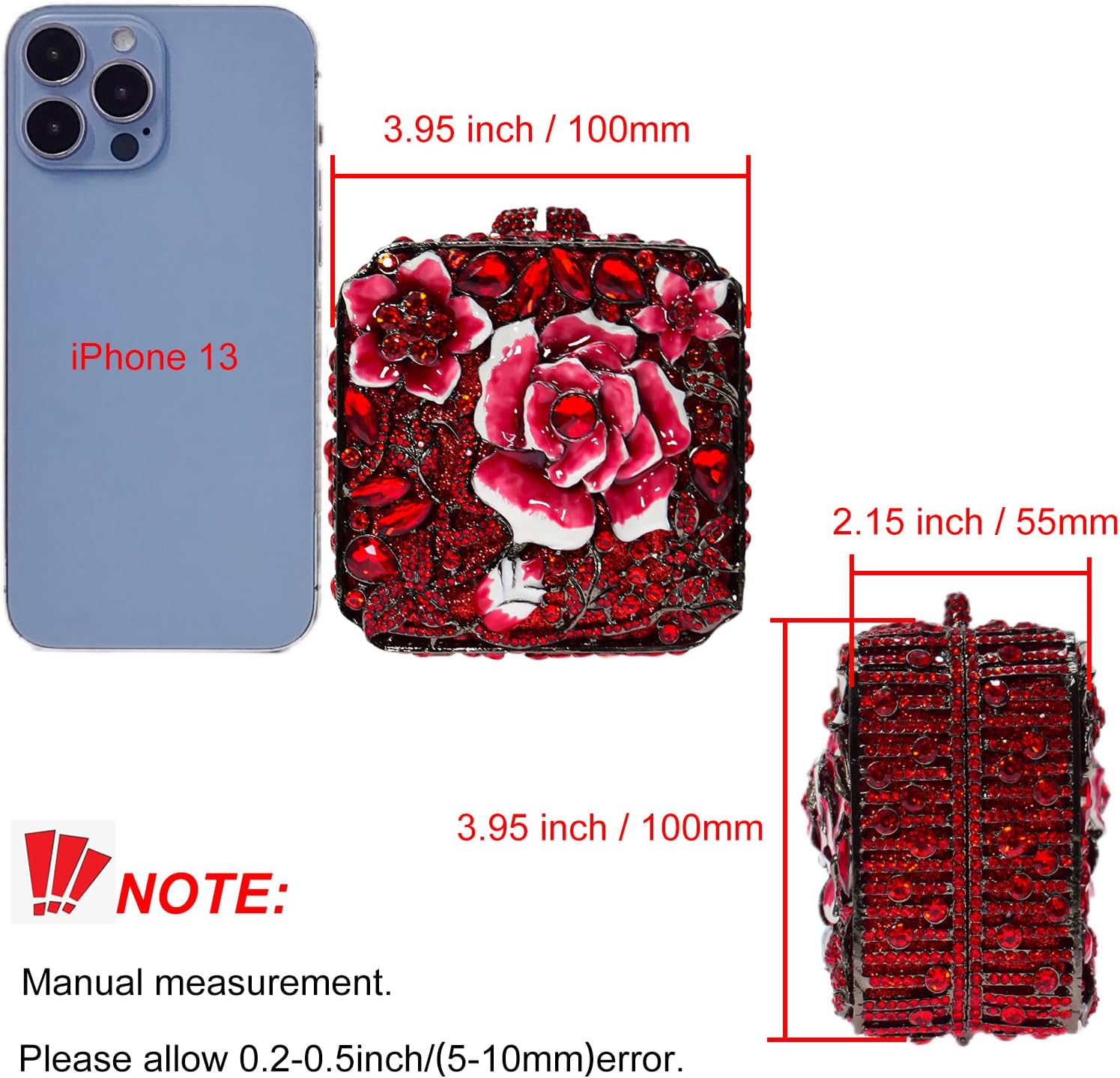 Elegant Rose Flower Clutch Bag Women Crystal Evening Bag Floral Rhinestone Handbag Bling Party Wedding Purse
