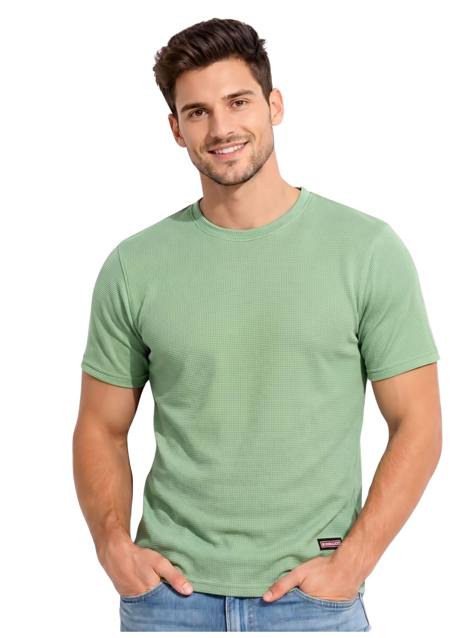 miramichi Men's Round Neck Half Sleeve T-Shirt | Solid Poly Cotton Casual Wear | Comfort Fit Western Style-picture-33