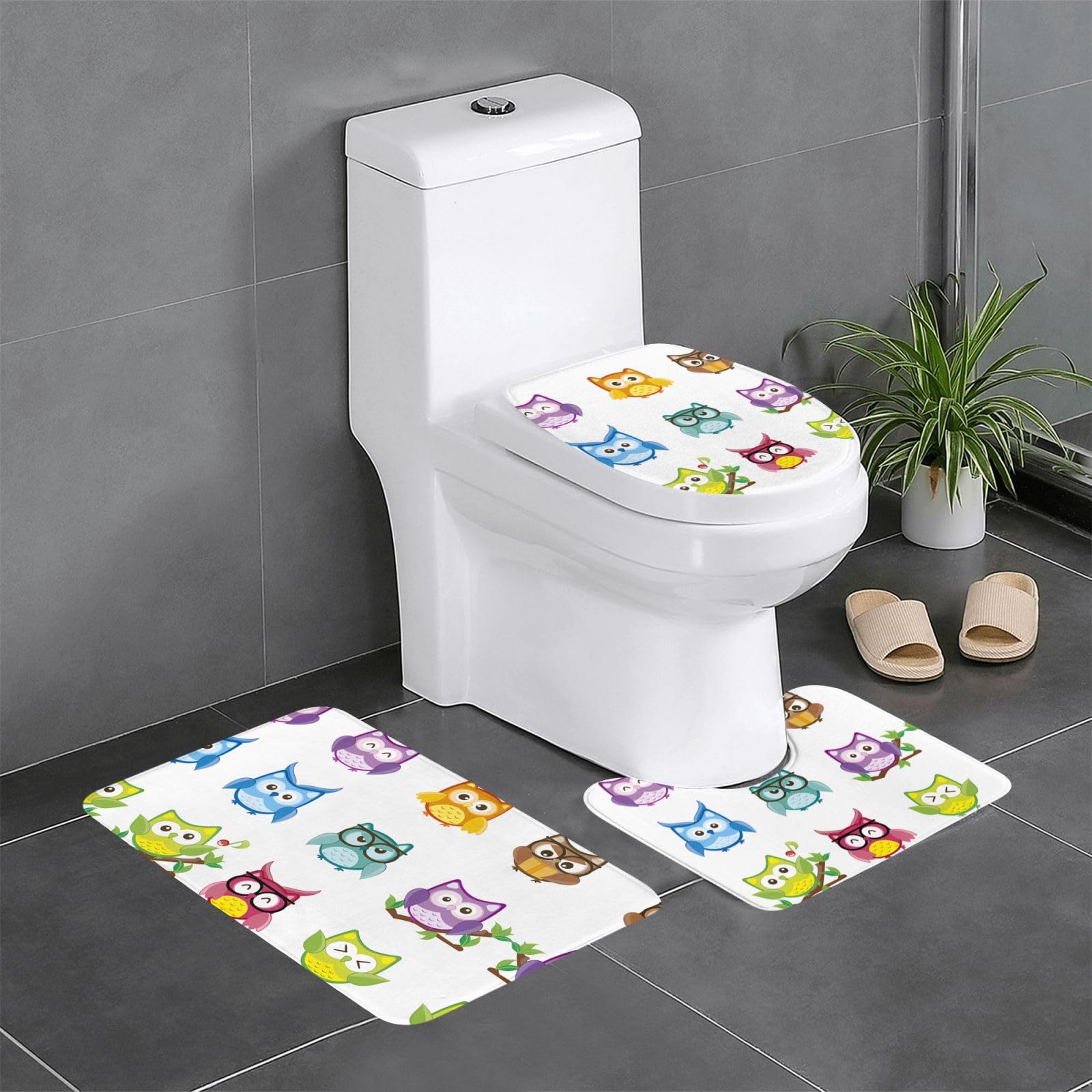 Tapis de bain hiboux antidérapant et absorbant pour douche et chambre