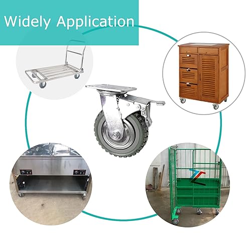 Miniatura 5 de ITINA Ruedas giratorias resistentes de 6 pulgadas, rotación de 360 grados, capacidad de carga de 625 libras, ruedas rígidas giratorias