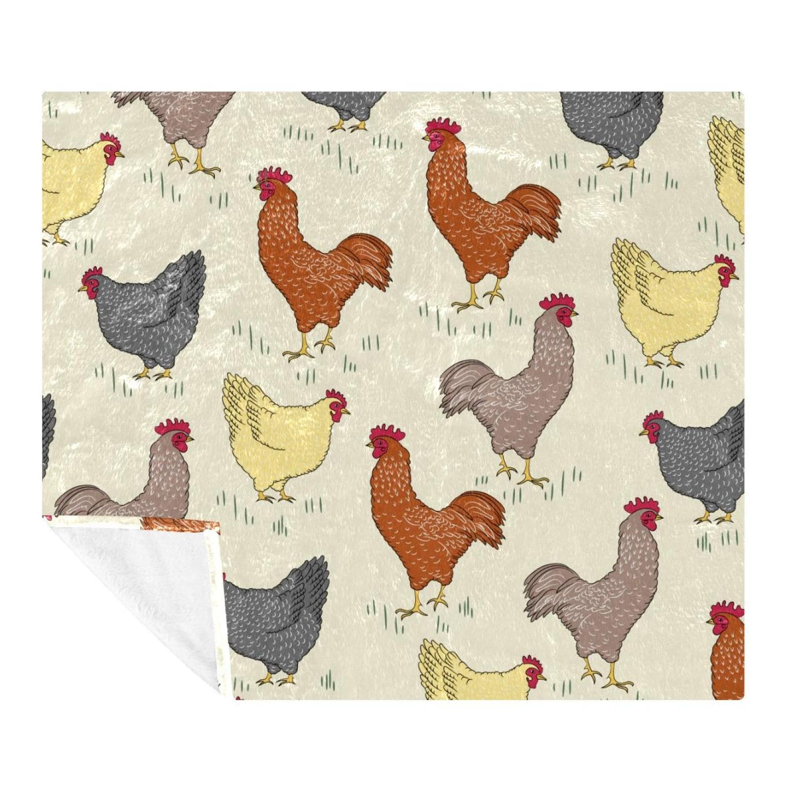 Plaid coq poule jaune lit canapé microfibre couverture douce enfant adulte 150x200
