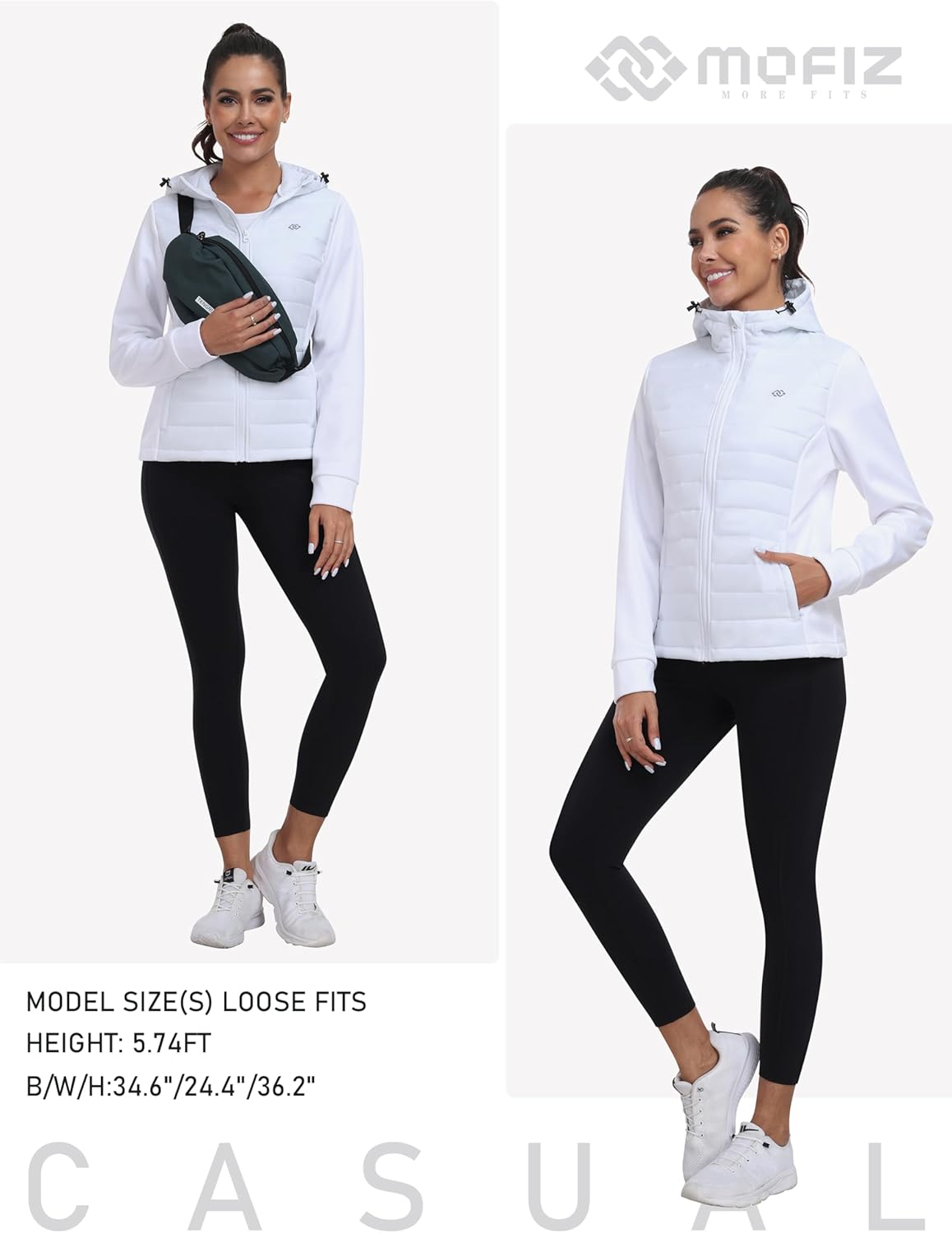 MoFiz Women's Softshell Jacket with Hood Fleece Lined Warm Lightweight Waterproof Insulated Fall Running Coat - Image 7