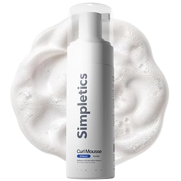 Simpletics All Natural Curl Mousse for Curly, Wavy & Coily Hair Lightweight Curl Defining Foam with Soft Hold, Frizz Control & Volume, No Crunch, Shea Butter, Baobab Oil & Honey