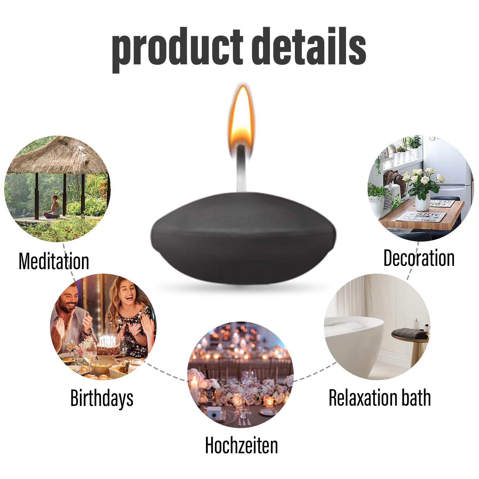 ZITUZY 50 Pieces Floating Candles, 1.49 inch Unscented Floating Candles, Round Candles, for Wedding Pool Valentine's Day Pool - Image 3