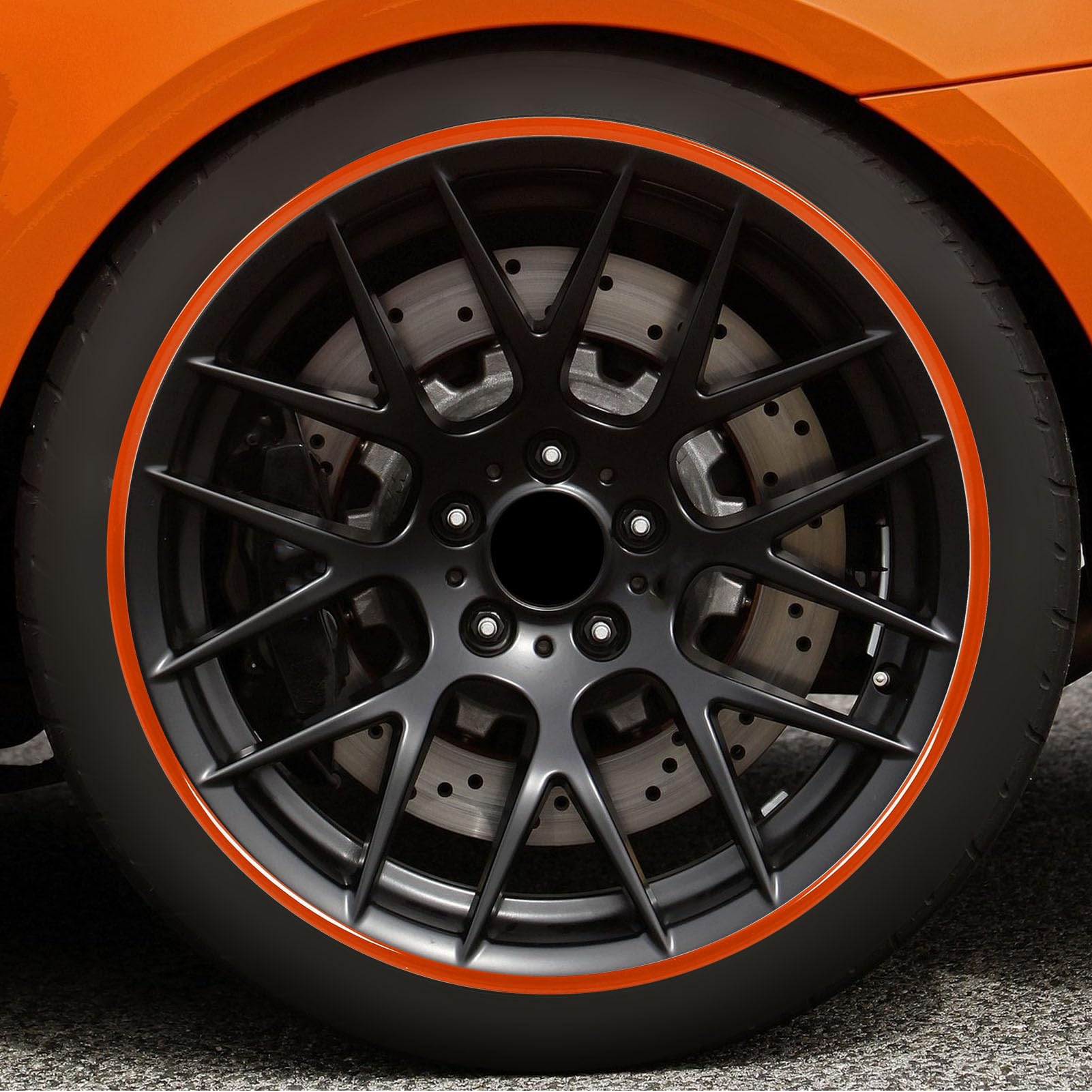 KIMISS Protecteur DE Jante Orange Anti-Rayures 20 Pouces Auto-ADHÉSIF ABS Anneau DE Protection pour Jantes DE Voiture