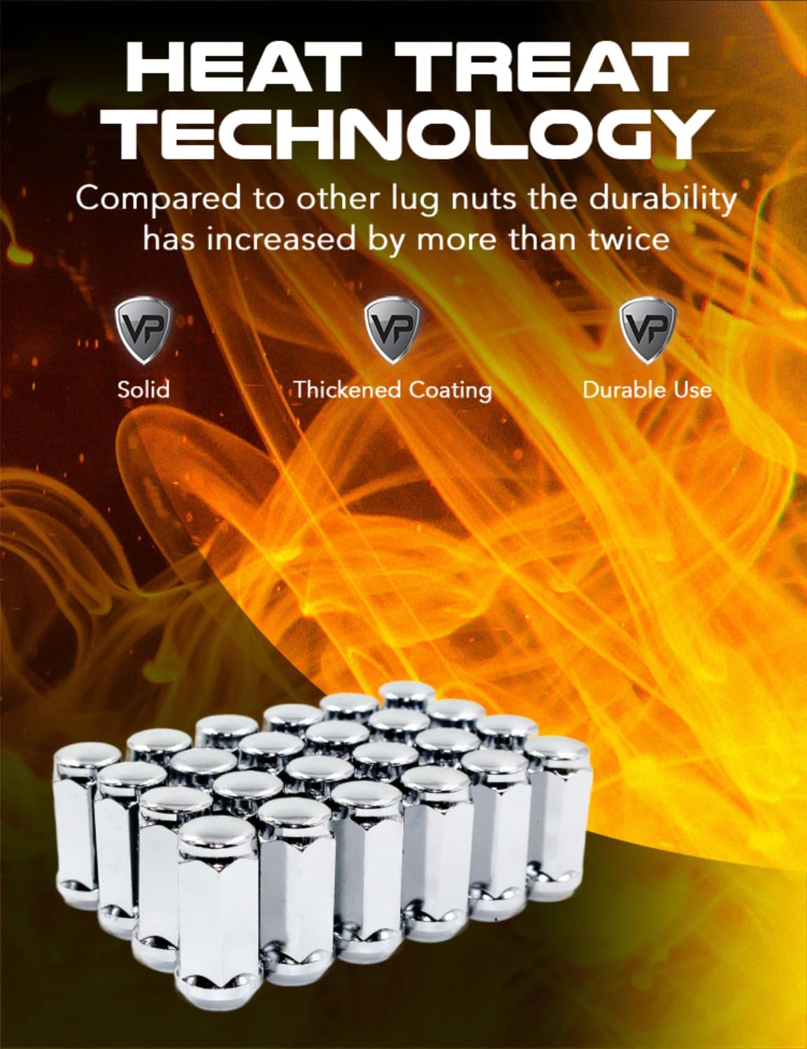 Set of 24 Veritek 14x1.5mm 1.75 Inch 45mm Overall Length 3/4 19mm Hex Chrome Lug Nuts for Buick Chevy Chevrolet GMC Dodge Jeep Nissan Toyota RAM Aftermarket Custom SUV Truck Wheels