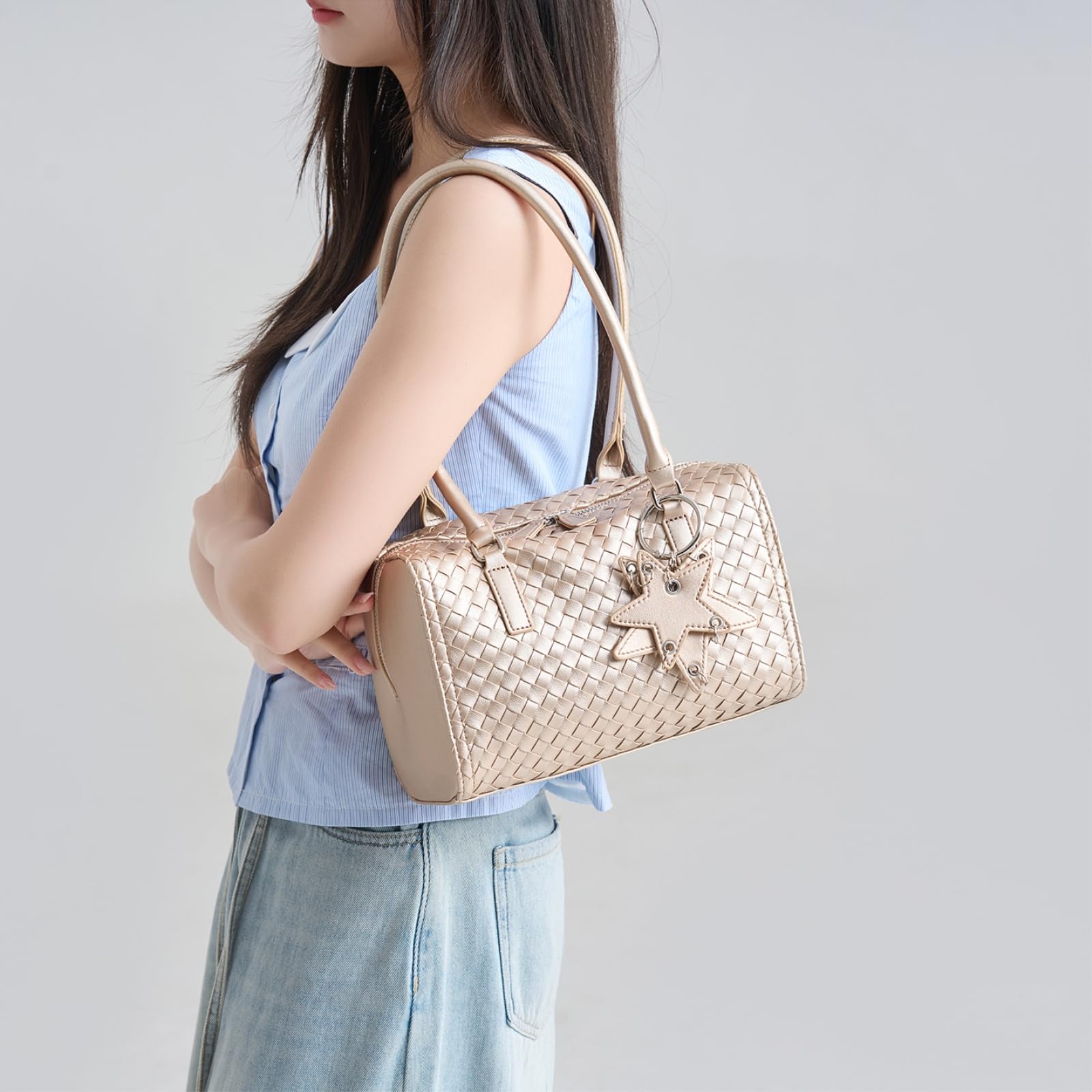 Borsa Donna Donne Tessuto Cuscino Borsa, Pu Top-Maniglia per Il Lavoro Viaggio Shopping Occasioni Giornaliere Casual All'aperto