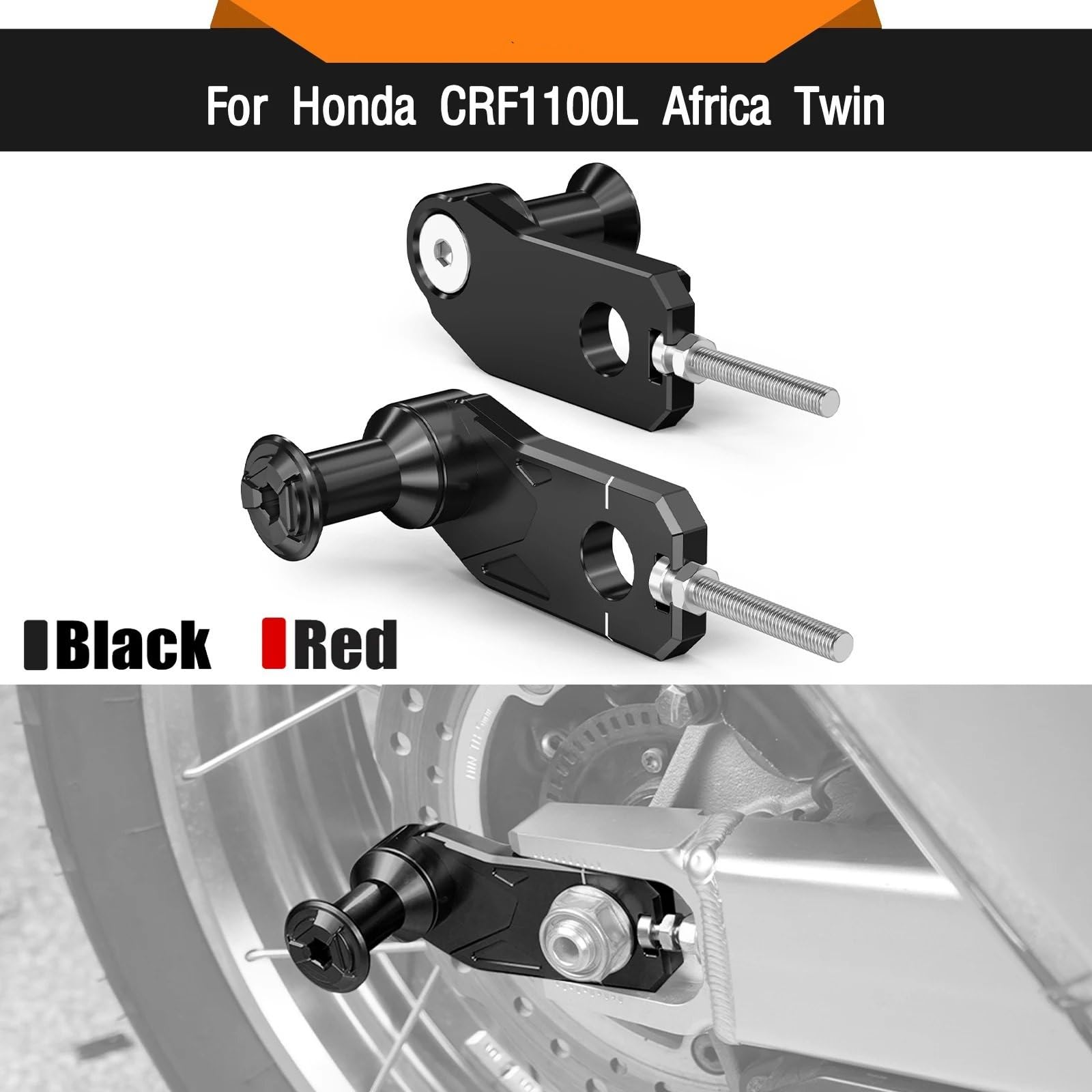 Tendicatena Distribuzione Misura Per Honda 2020-2025 CRF1100L Africa Twin CRF1100L Adventure Sports Posteriore Regolatore Catena Bobine Slider Tendicatena a camme(Red)