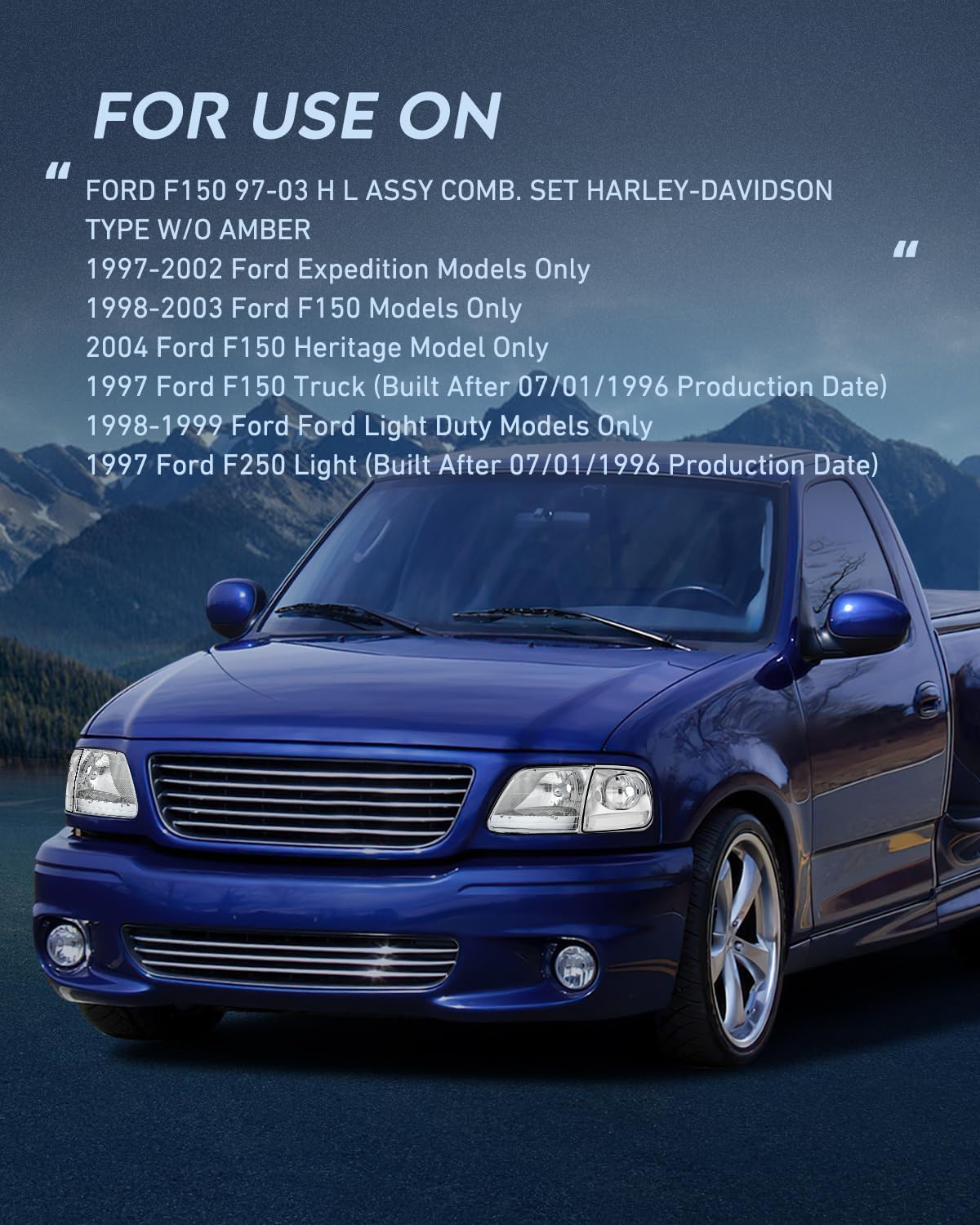 Nilight Headlight Assembly Compatible with Ford F-150 Expedition 1997-2003