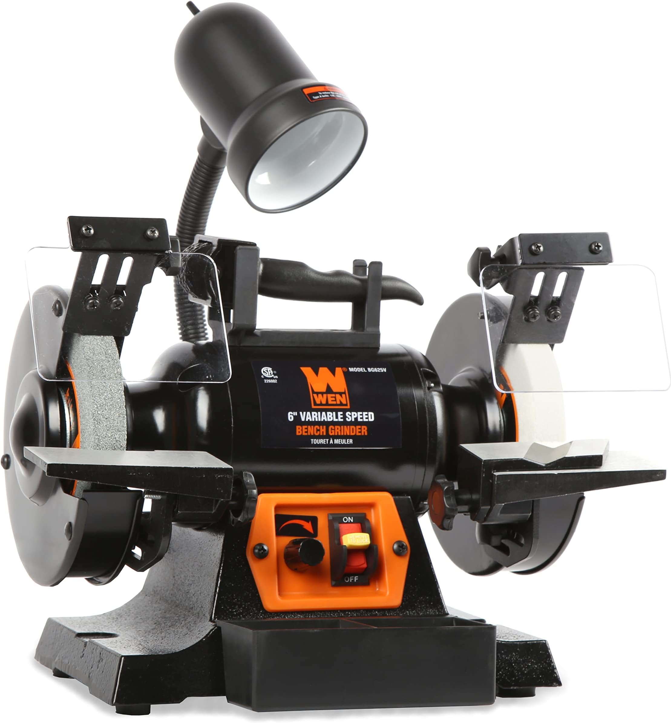 BG625V 2.5-Amp 6-Inch Variable Speed Bench Grinder with Flexible Work Light , Black