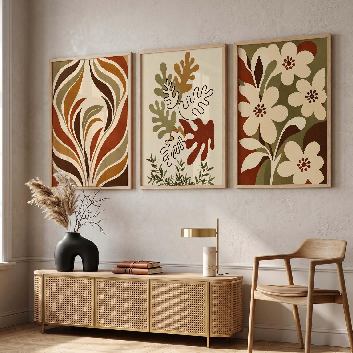 BOHO Wall Art Set - 3 Framed Prints -32