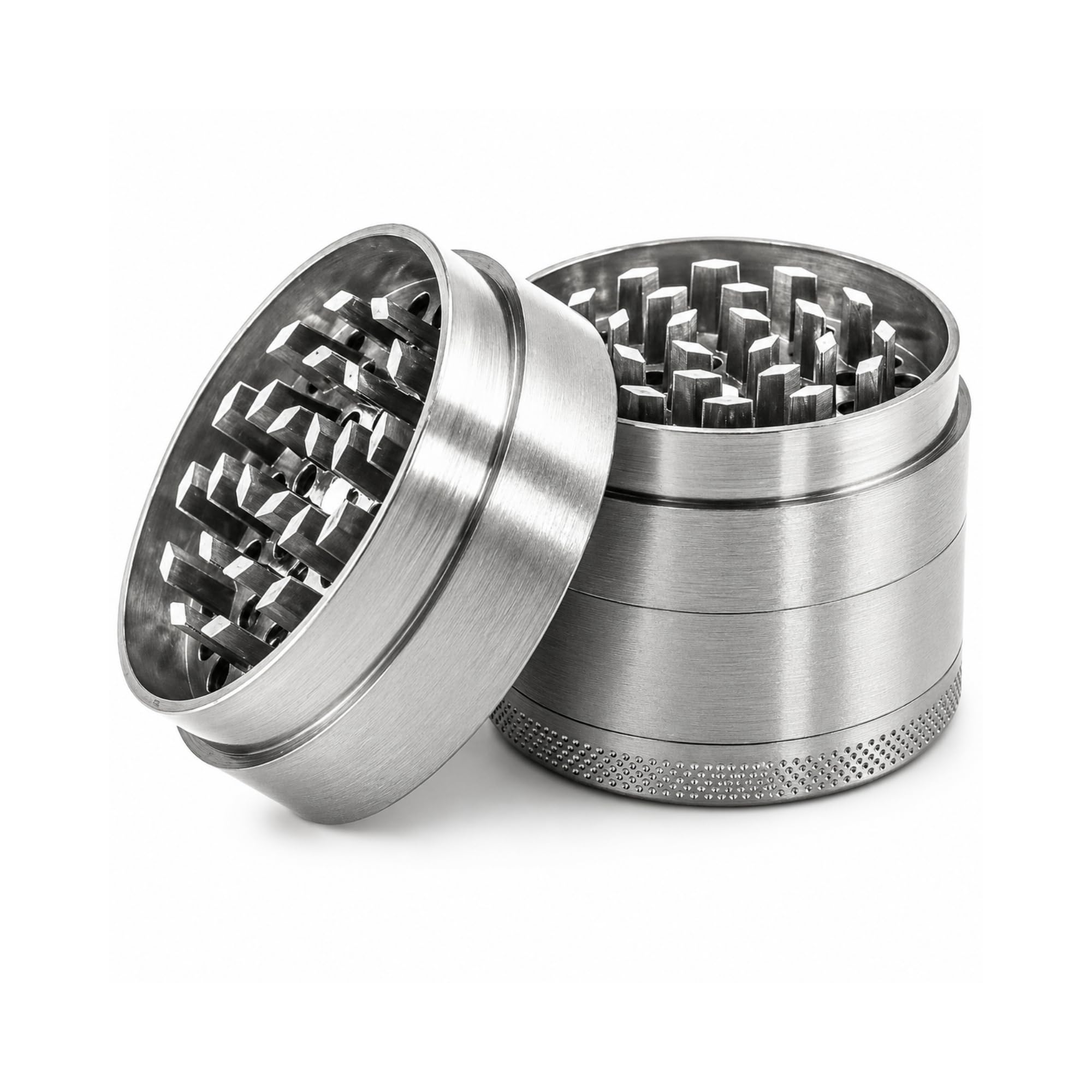 Spice Grinder, Herb Grinder for Dry Herbs, Metal Premium Magnetic Grinder, Aluminum Portable Grinder for Dry Herbs and Spices - 60mm (Silver)