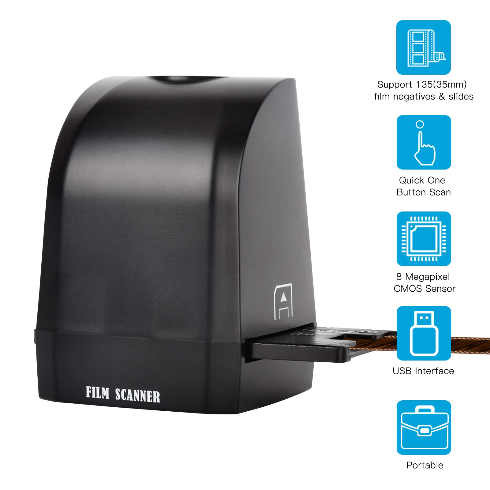 Portable 135 Film Slide Scanner Converter 8 Megapixel CMOS Convertire diapositive negativi in foto digitali JPEG con 2400dpi 4800dpi Scansione One Button Sistemi compatibili