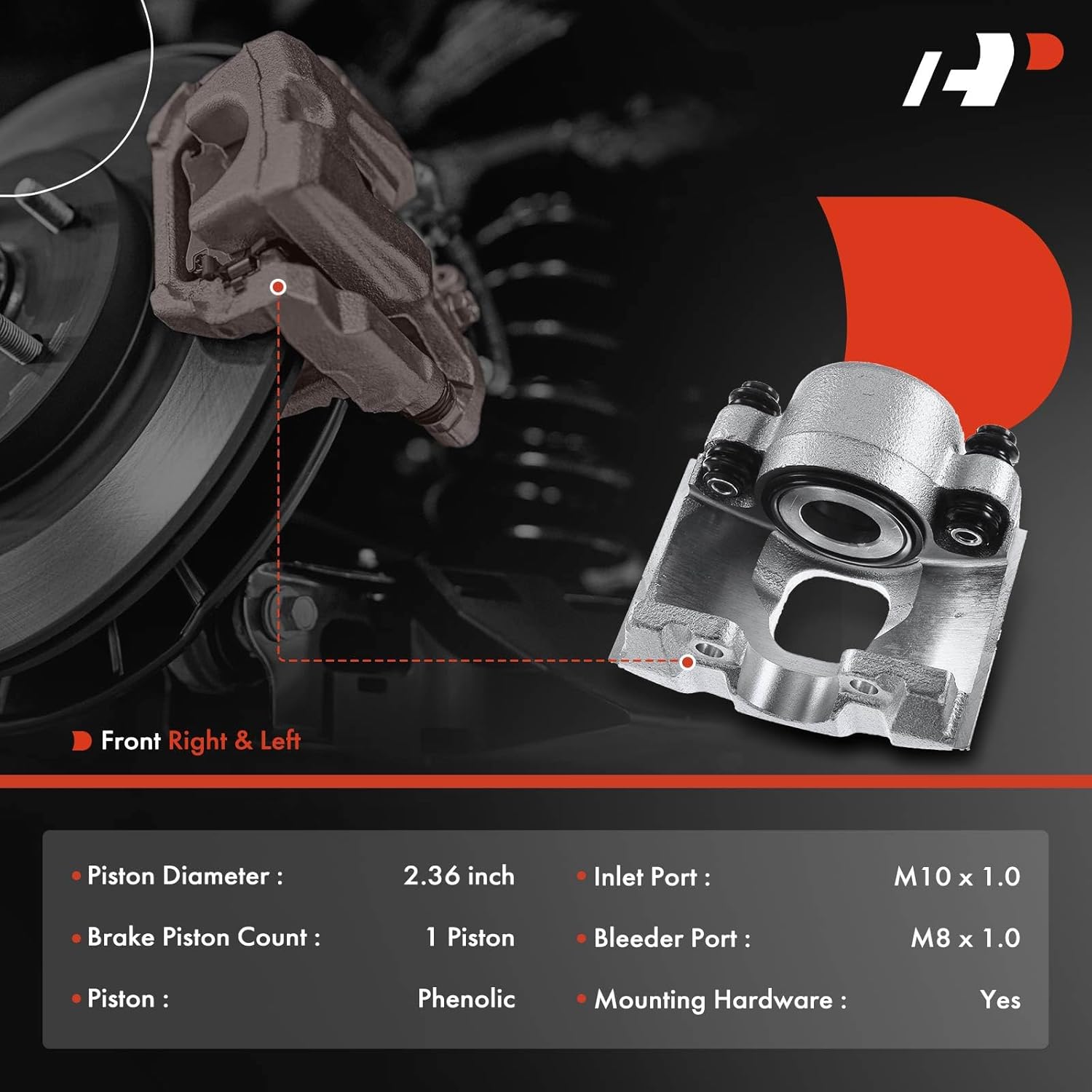 A-Premium Disc Brake Caliper Assembly Without Bracket Compatible with Select Mercedes-Benz Models - W163 ML320 1998-2003 3.2L, ML350 2003-2005 3.7L, ML430 1999 4.3L - Front Driver and Passenger Side