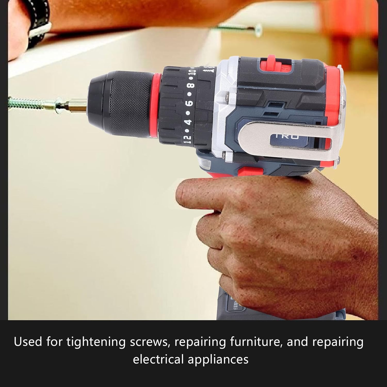 Impact Drill Bare Tool, Electric Power Tool, Brushless Impact Driver with 21V Battery for Wood Metal Ceramic, Multifunctional Cordless Drill with Ergonomic Handle and 80N.M High To