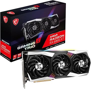 MSI Gaming Radeon RX 6800 XT 16GB GDRR6 256-Bit HDMI/DP 2285 MHz RDNA 2 Architecture OC Graphics Card RX 6800 XT Gaming X Trio 16G