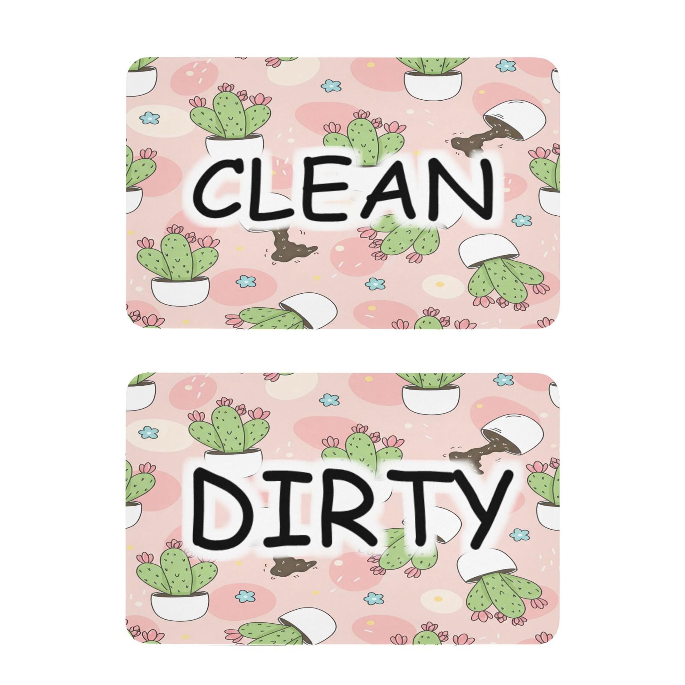 Kutsu Dishwasher Magnet Clean Dirty Sign Indicator, Cactus Pot Fridge Magnet, Easy to Read, 2 Pack
