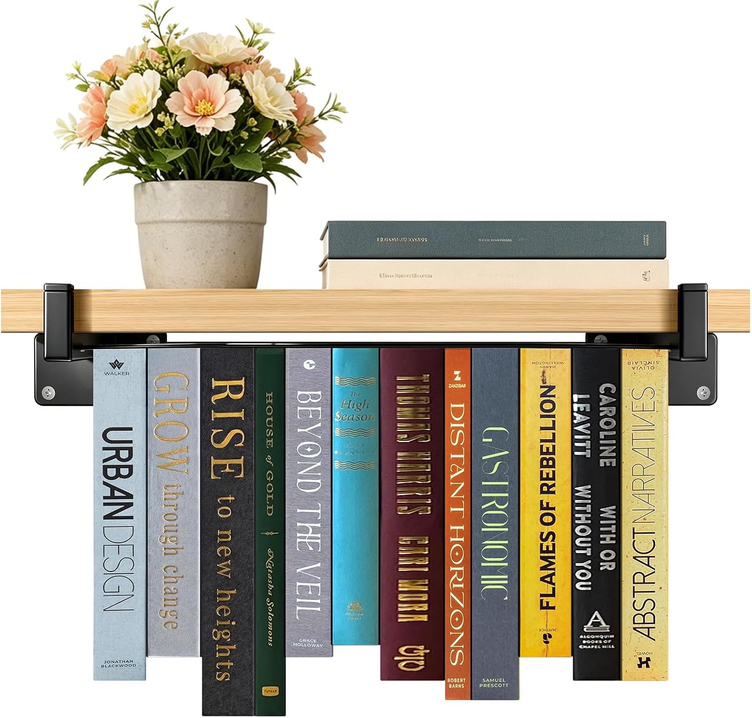 Harhana Transparent Book Straps Floating Bookshelf, Adjustable Book Holder for Wall, Invisible Bookshelf with Height & Width Adjustment, Clear Book Display for Home Decor (1 Pack)