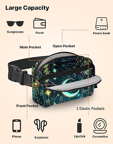 Miniatura 4 de Riñonera a la moda, bolsa ligera para la cintura con correa ajustable, mini bolsas cruzadas para mujer, viajes, deportes, correr, Verde claro,