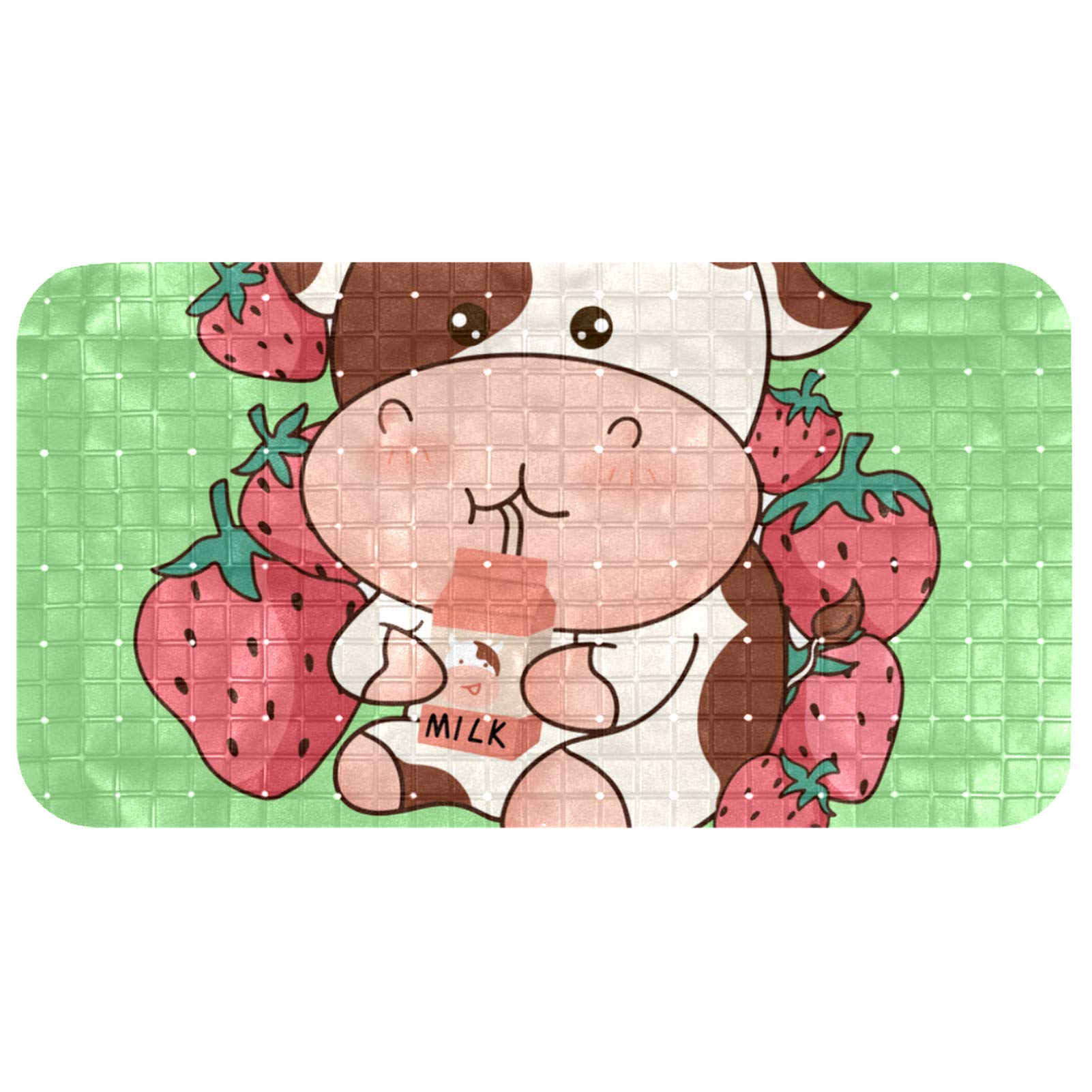 Alfombrilla de ducha para bañera infantil con estampado decorativo de vaca fresa
