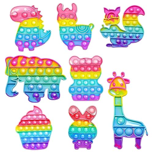 8 Pcs Poppet Fidget Toy, Pop It Fidget Toys Rainbow