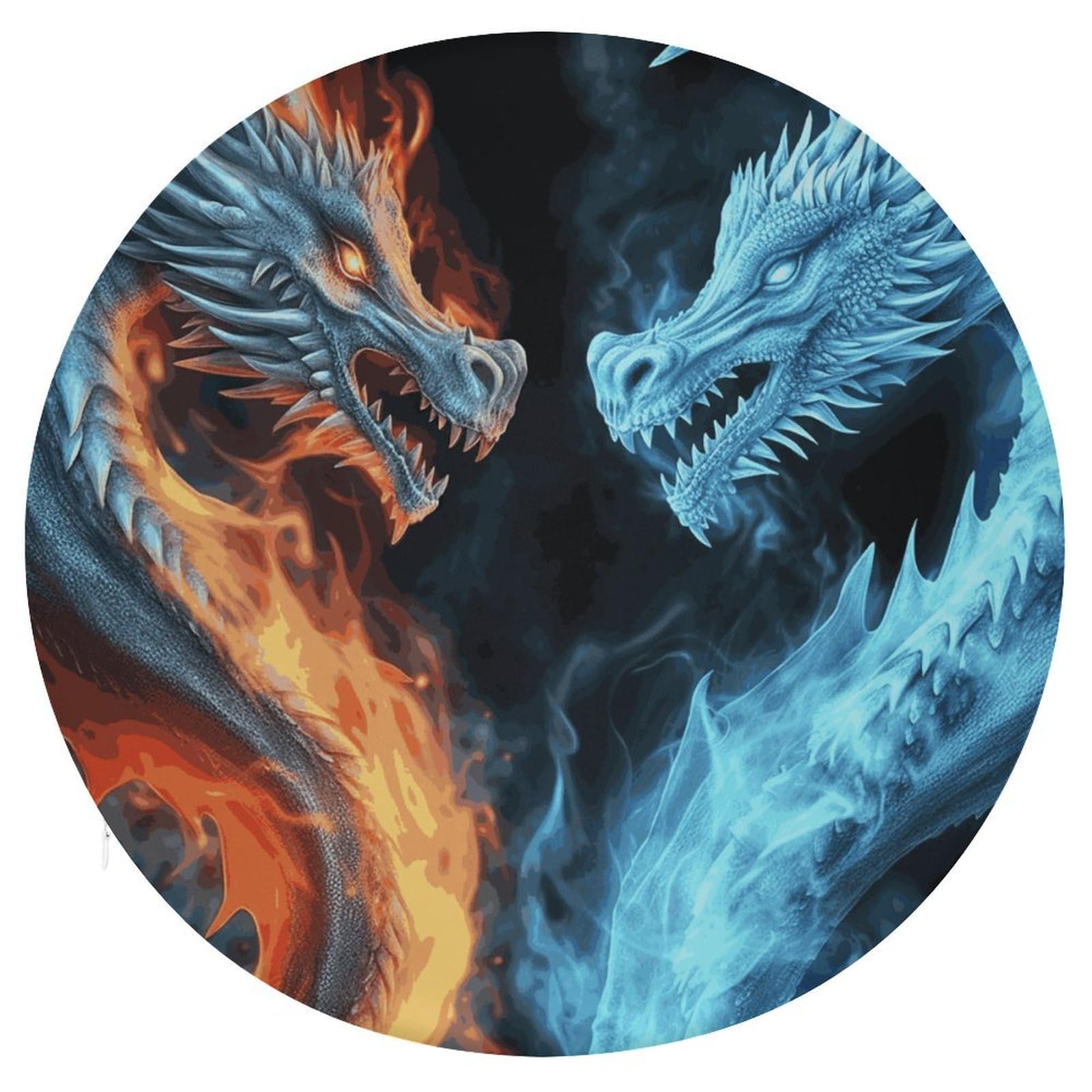 FekiLoot Ice and Fire Dragons Seat Cushion Comfort Memory Foam Seat Cushion Chair Pad Soft Round Stool Cushion Chair Cushion Removable Washable Cover for Home Office Outdoor Bistro 15.35 Inch